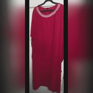 Plus Size Long Flowy Red Bling Dress